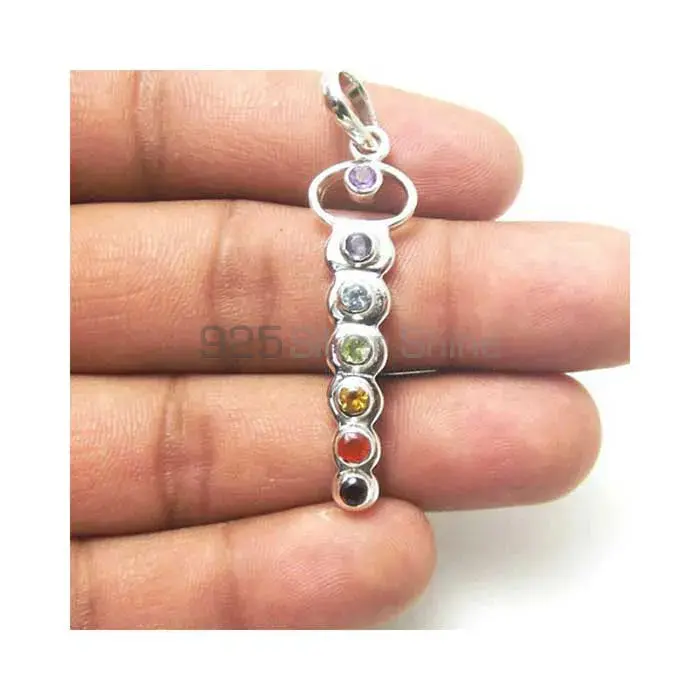Seven Stone Chakra Pendant With Sterling Silver SSCP172_0
