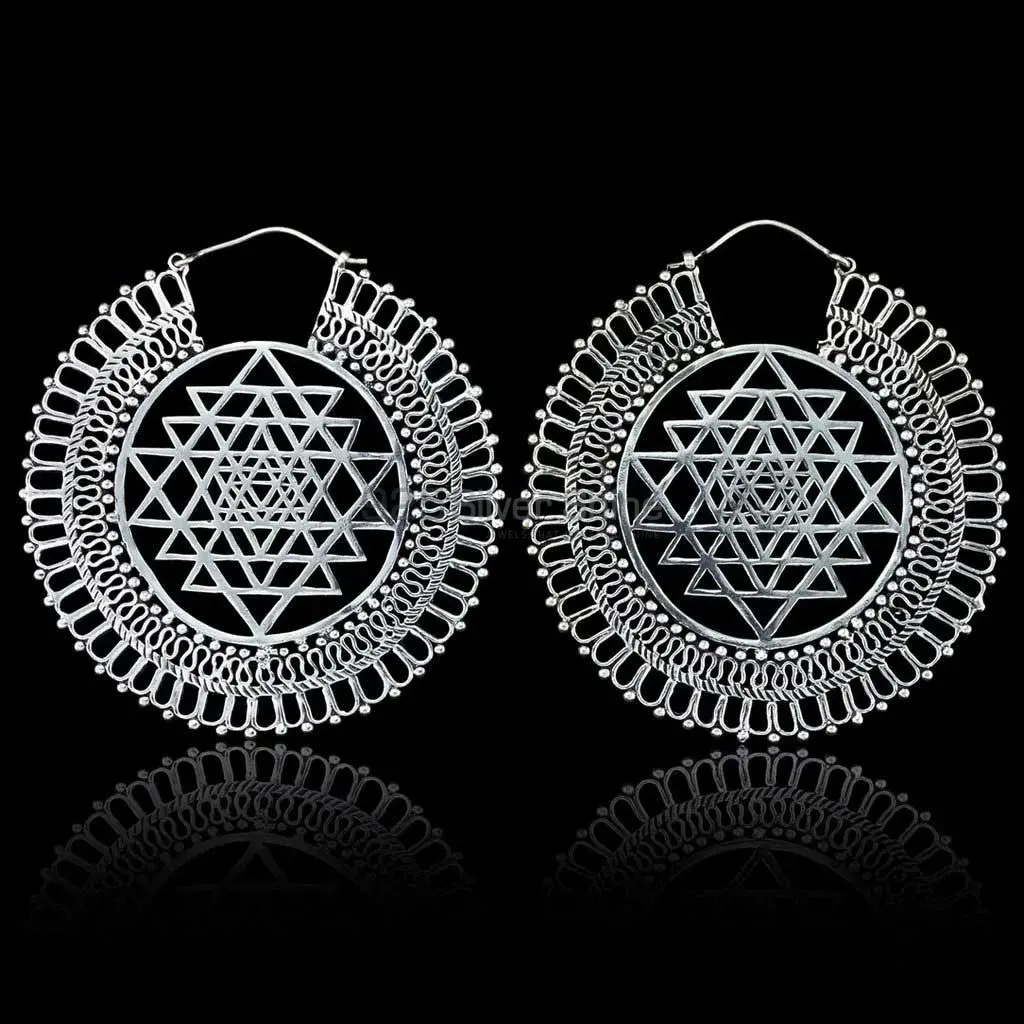Shree Yantra with Sun Rays Sterling Silver Earring 925ME113