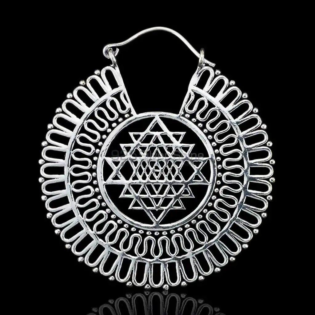 Shree Yantra with Sun Rays Sterling Silver Earring 925ME113_0