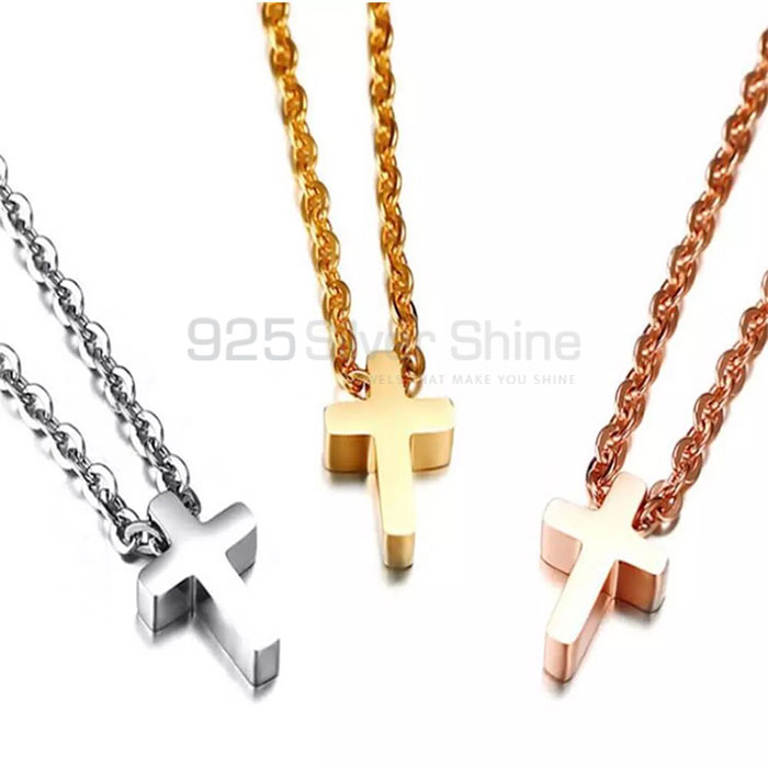 Sideways Cross Charm Necklace In 925 Sterling Silver CRME69_0