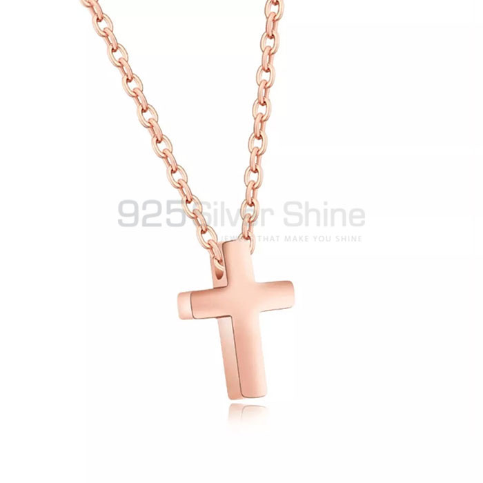 Sideways Cross Charm Necklace In 925 Sterling Silver CRME69_2