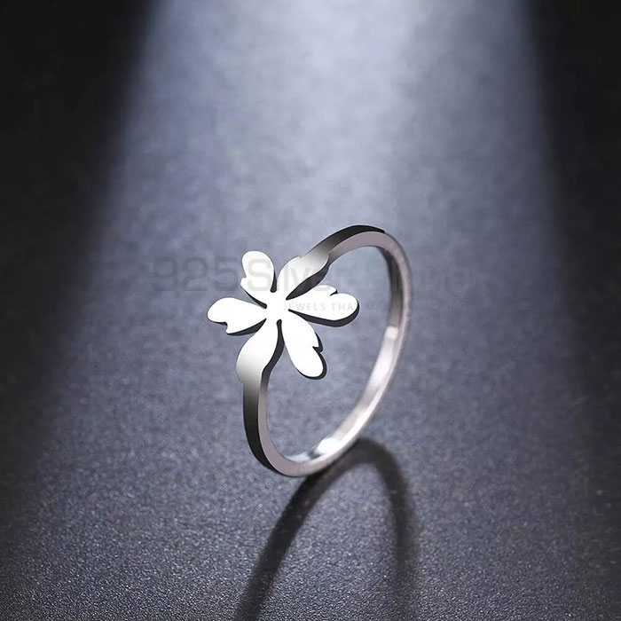 Simple Flower Minimalist Ring In Sterling Silver FWMR237