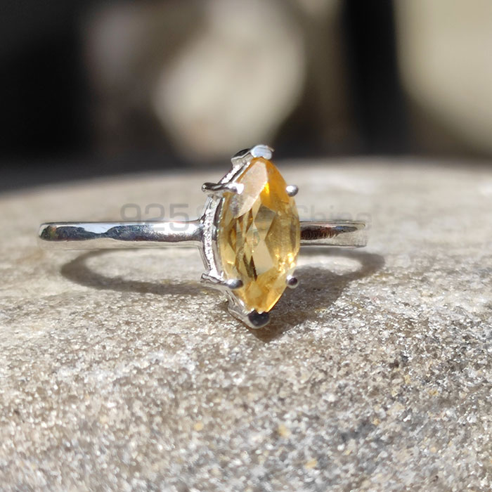 Single Stone Sterling Silver Citrine Rings For Women's SSR07