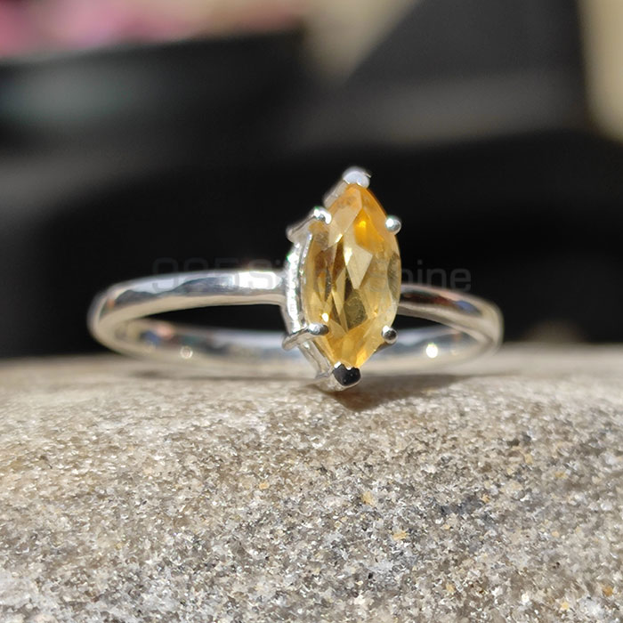 Single Stone Sterling Silver Citrine Rings For Women's SSR07_0