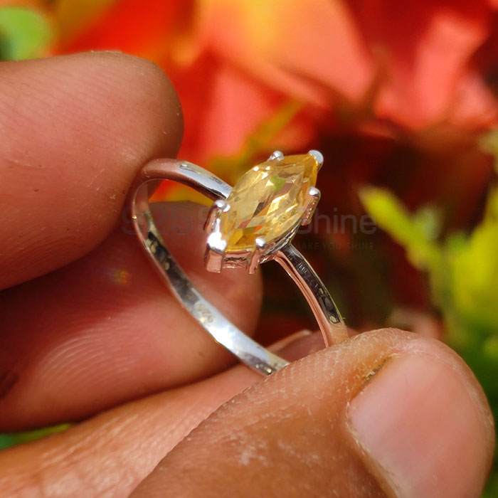 Single Stone Sterling Silver Citrine Rings For Women's SSR07_2