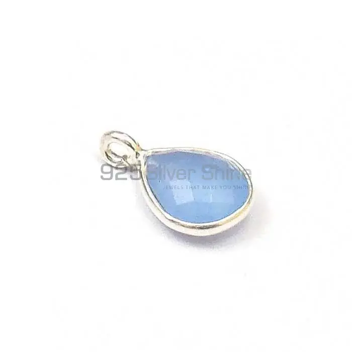 Sky Chalcedony Pear Gemstone Single Bail Bezel Sterling Silver Gemstone Connector 925GC223_0