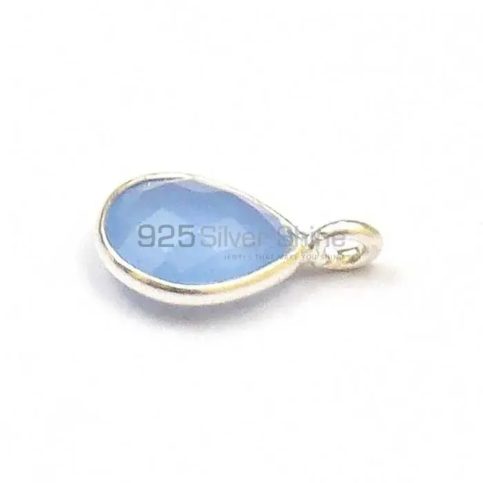 Sky Chalcedony Pear Gemstone Single Bail Bezel Sterling Silver Gemstone Connector 925GC223_1