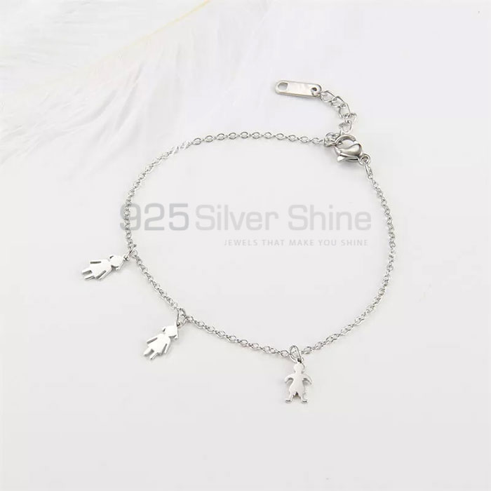 Small Family Charm Minimalist Bracelet In Sterling Silver FAMB109