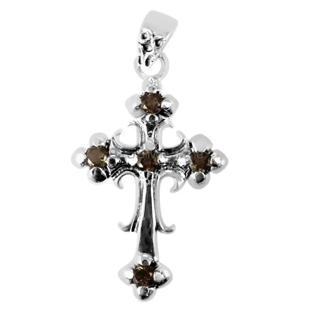 Smokey Gemstone Pendants In 925 Fine Silver Jewelry 925SP265-2_1