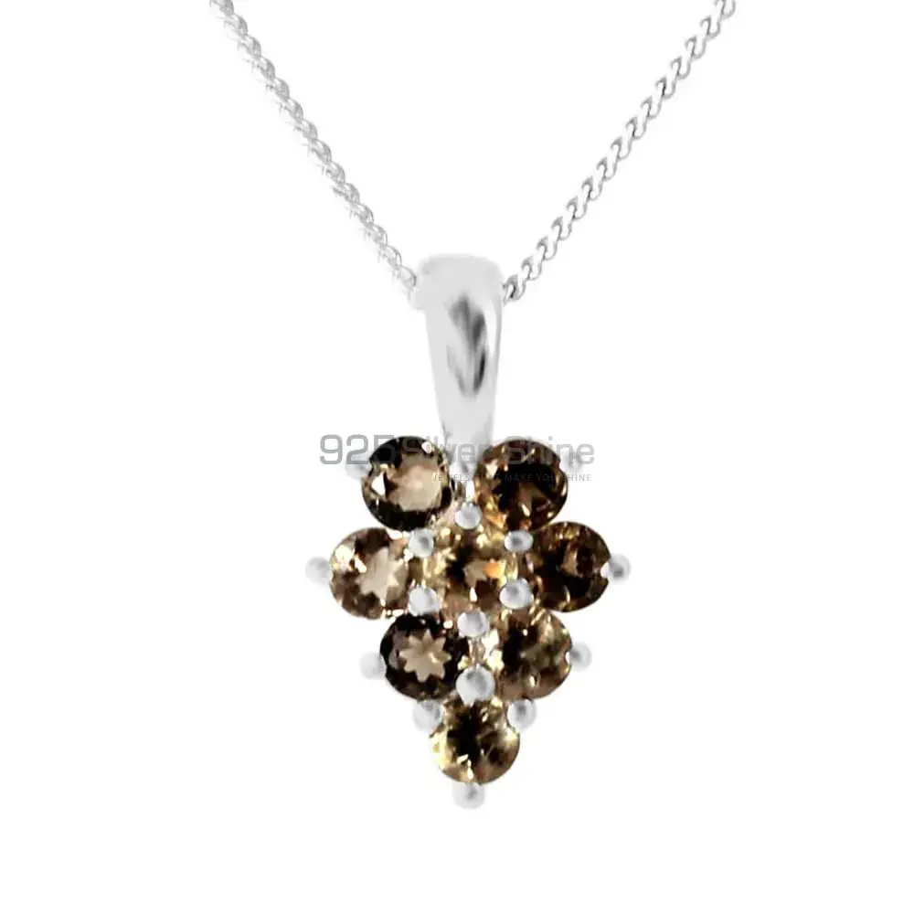 Smokey Gemstone Pendants In Solid Sterling Silver Jewelry 925SP208-7