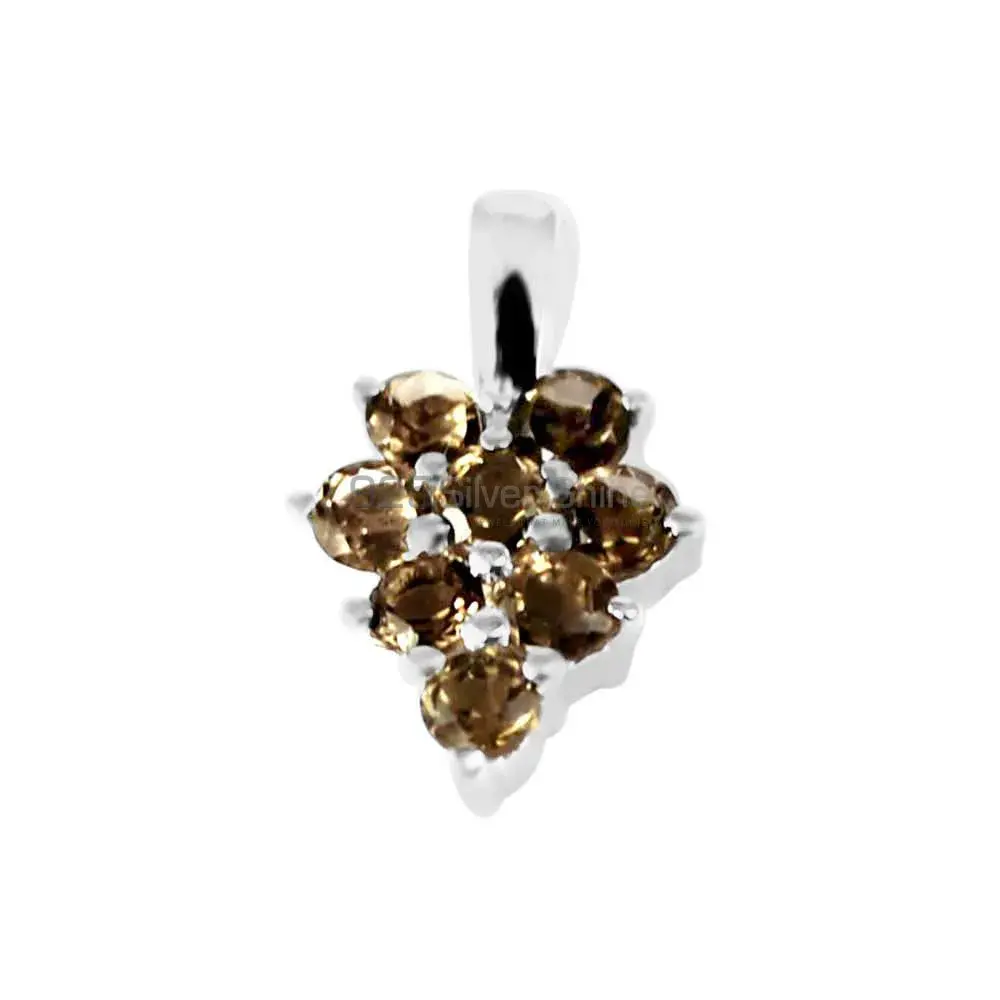 Smokey Gemstone Top Quality Pendants In Solid Sterling Silver Jewelry 925SP208-7_1