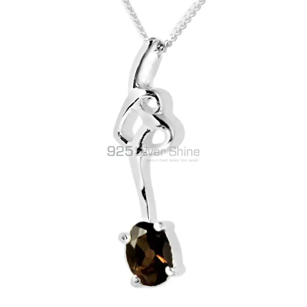 Smokey Gemstone Top Quality Pendants In Solid Sterling Silver Jewelry 925SP225-2