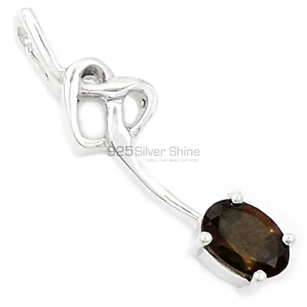 Smokey Gemstone Pendants In Solid Sterling Silver Jewelry 925SP225-2_2