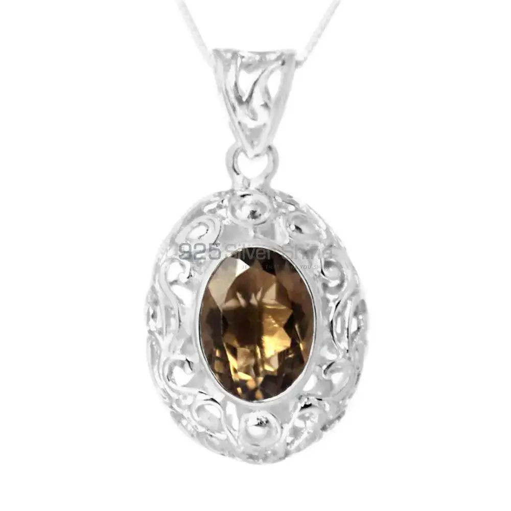 Smokey Gemstone Pendants In Solid Sterling Silver Jewelry 925SP232-6_0