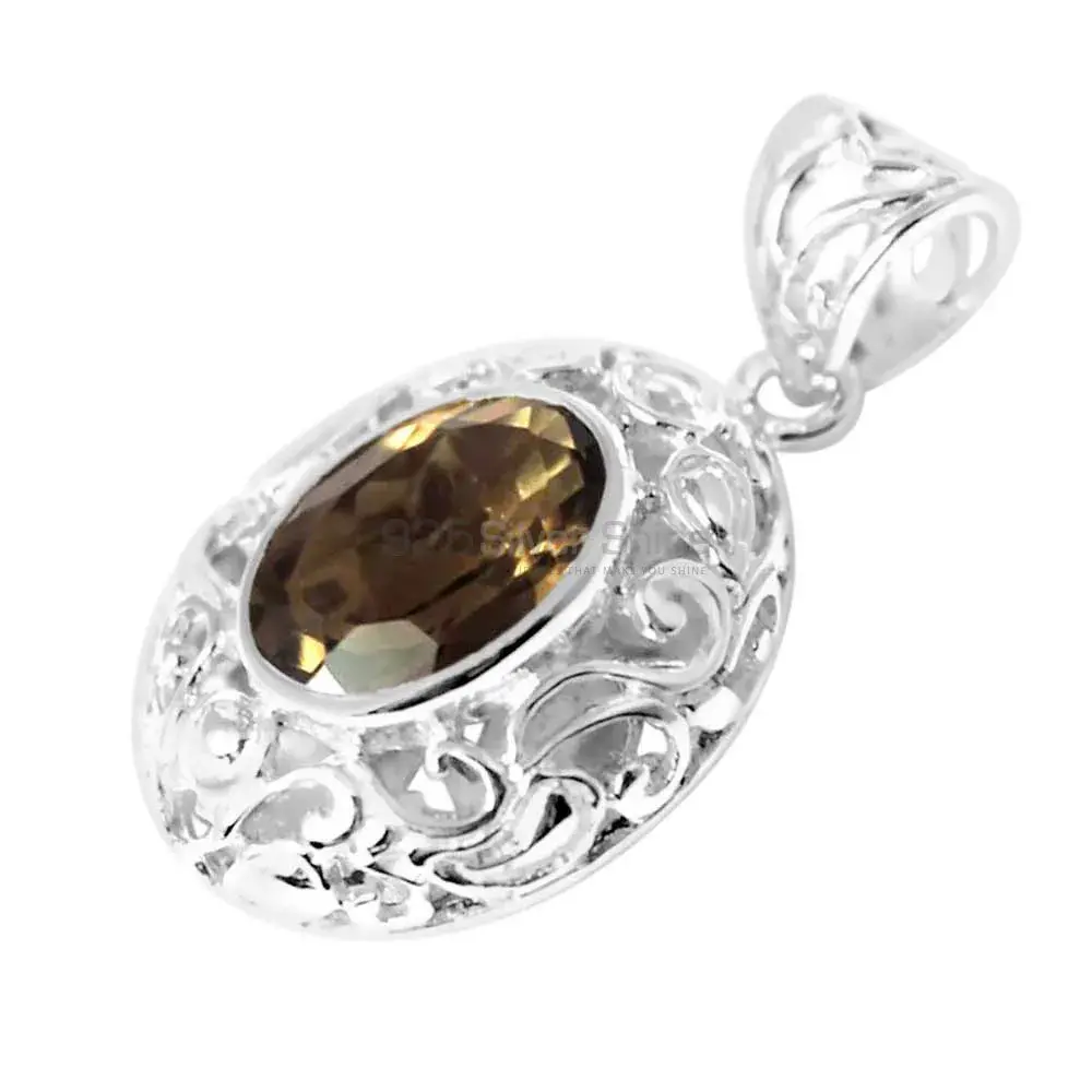 Smokey Gemstone Pendants In Solid Sterling Silver Jewelry 925SP232-6_1