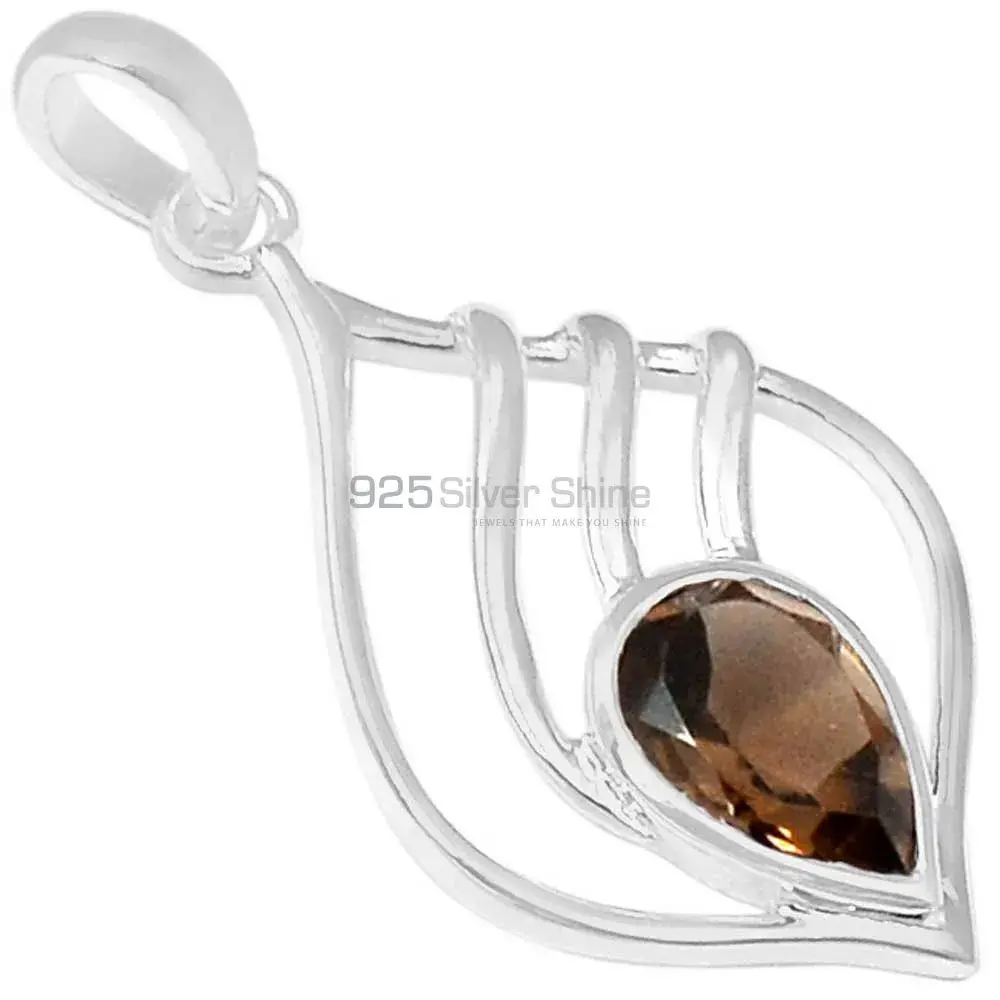 Smokey Gemstone Pendants In Solid Sterling Silver Jewelry 925SSP346-3