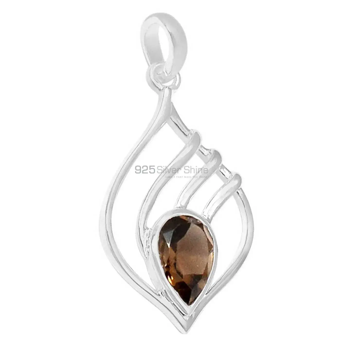 Smokey Gemstone Pendants In Solid Sterling Silver Jewelry 925SSP346-3_0