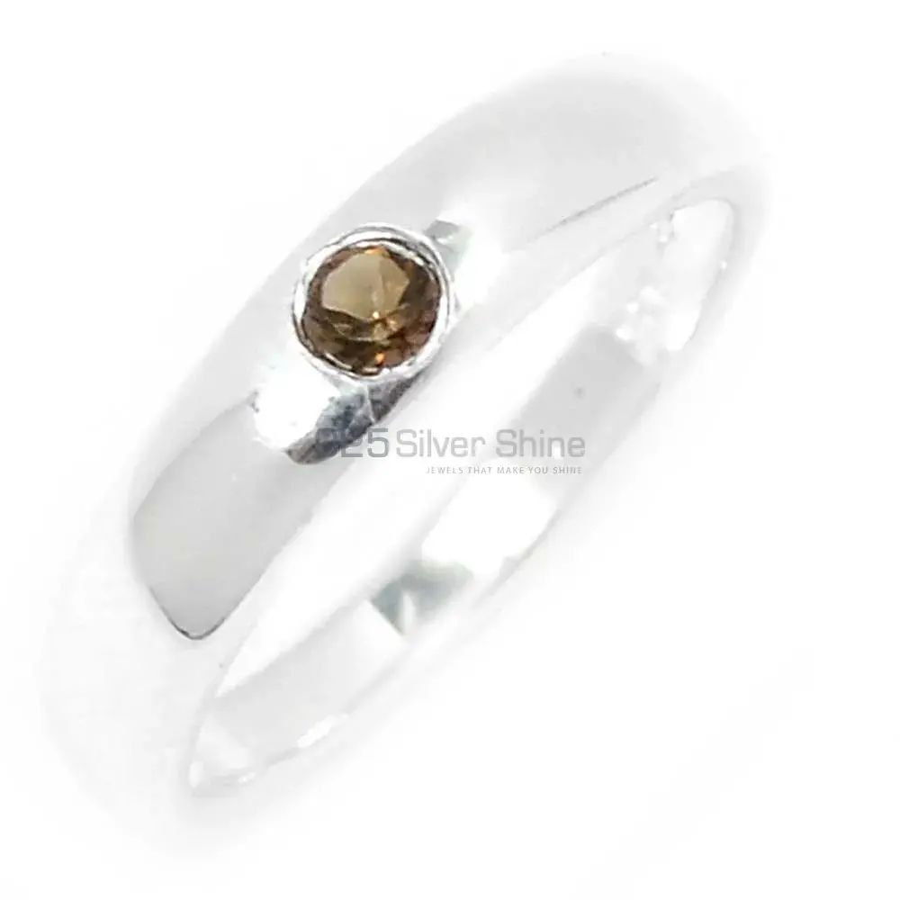 Smoky Quartz Gemstone Handmade Ring In 925 Solid Silver 925SR081-5_0