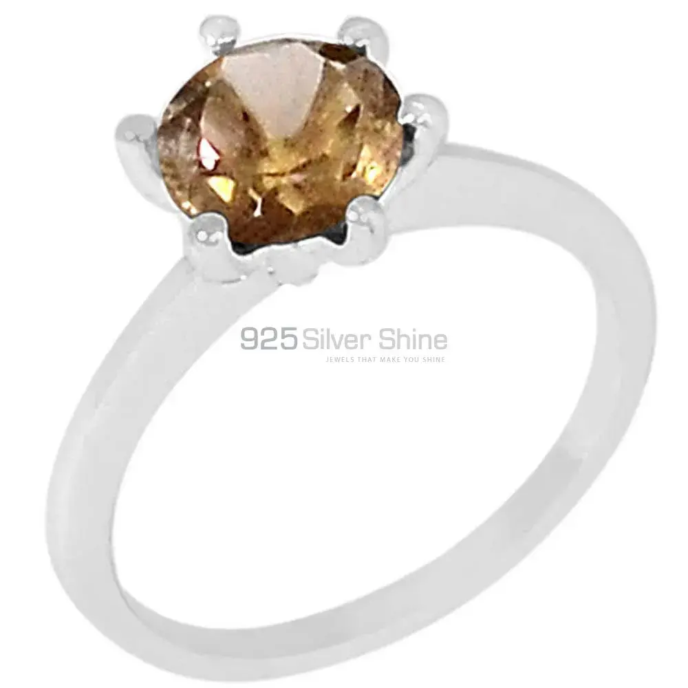 Smoky Quartz Gemstone Handmade Ring In 925 Solid Silver 925SR100-1