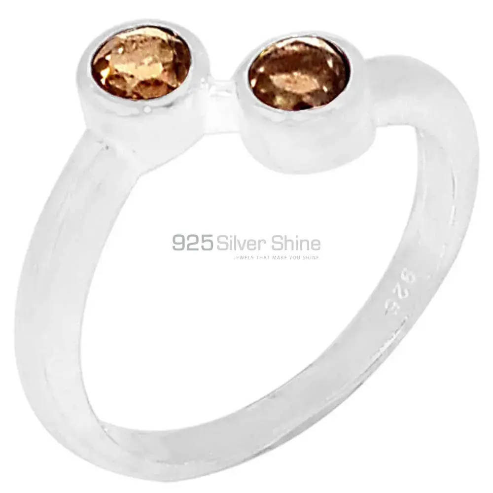Smoky Quartz Gemstone Handmade Ring In 925 Sterling Silver 925SR094-1