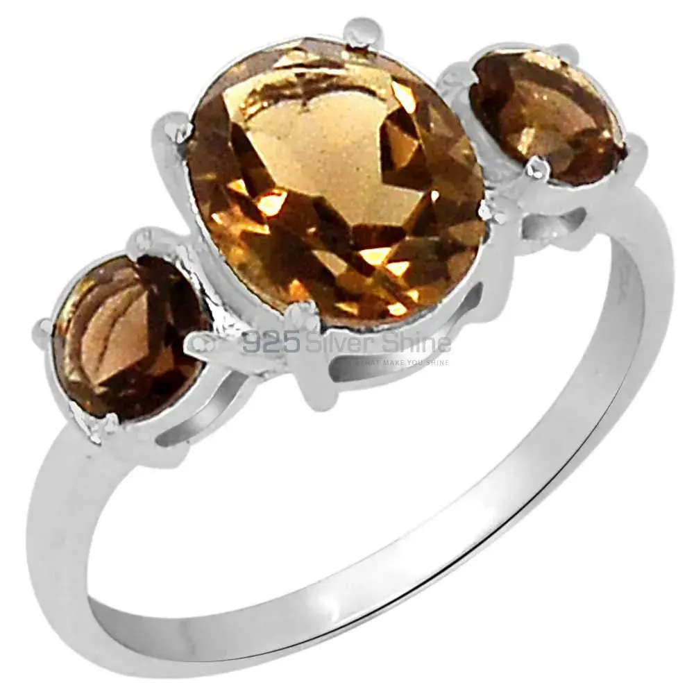 Smoky Quartz Gemstone Handmade Ring In Solid Silver 925SR059-1