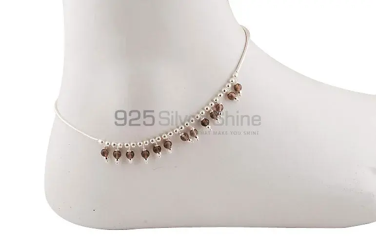 Smoky Quartz Beads 925 Sterling Silver Anklet 925ANK99