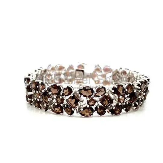 Smoky Quartz Gemstone Tennis Bracelets In 925 Solid Silver Jewelry 925SB228