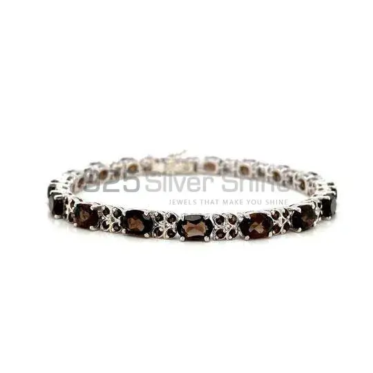 Smoky Quartz Gemstone Tennis Bracelets In Fine Sterling Silver Jewelry 925SB227