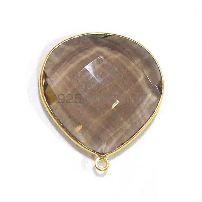 Smoky Quartz Heart Gemstone Single Bail Bezel Sterling Silver Gemstone Connector 925GC282_4