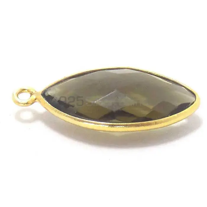 Smoky Quartz Marquise Gemstone Single Bail Bezel Sterling Silver Gold Vermeil Gemstone Connector 925GC264_2