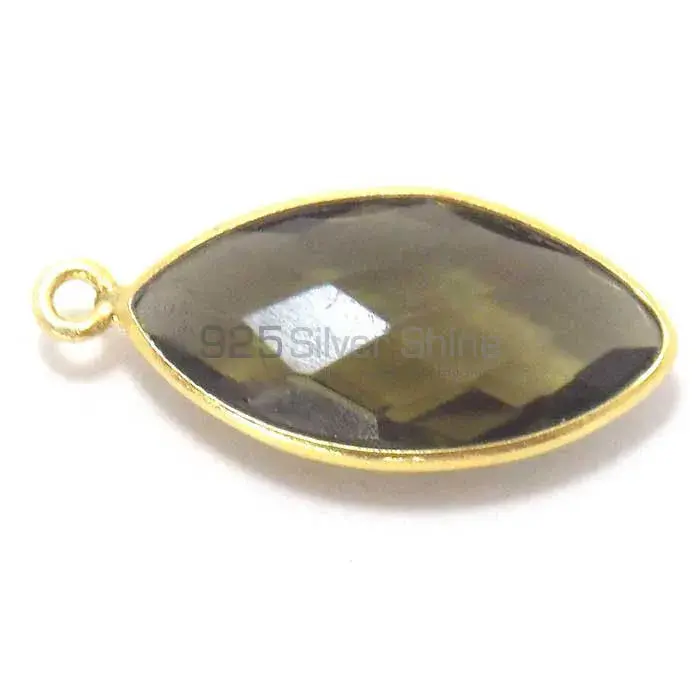 Smoky Quartz Marquise Gemstone Single Bail Bezel Sterling Silver Gold Vermeil Gemstone Connector 925GC264_3