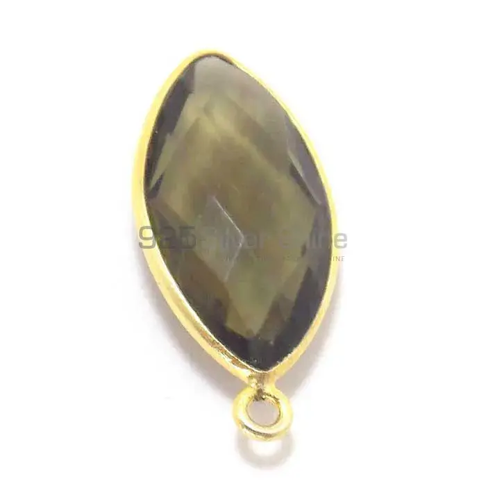 Smoky Quartz Marquise Gemstone Single Bail Bezel Sterling Silver Gold Vermeil Gemstone Connector 925GC264_4