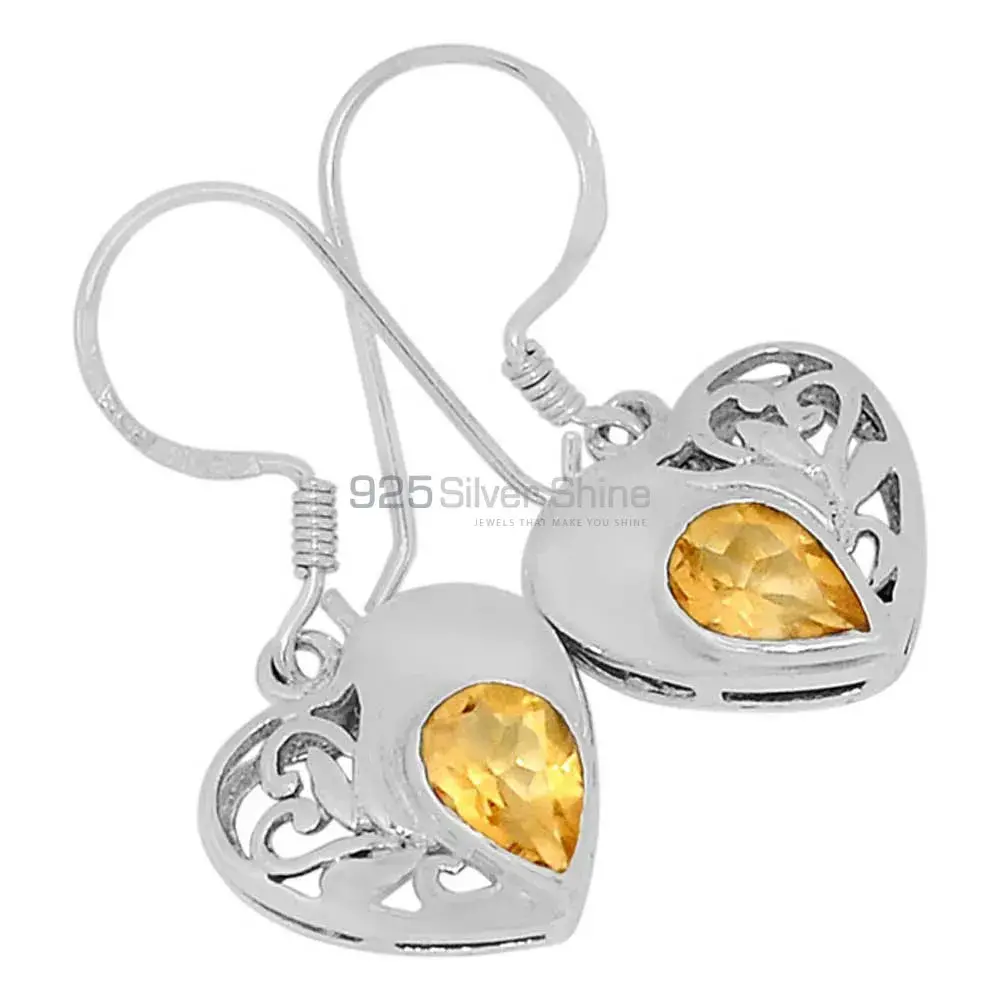 Solid 925 Silver Earrings In Genuine Citrine Gemstone 925SE541
