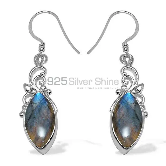 Solid 925 Silver Earrings In Genuine Labradorite Gemstone 925SE1015