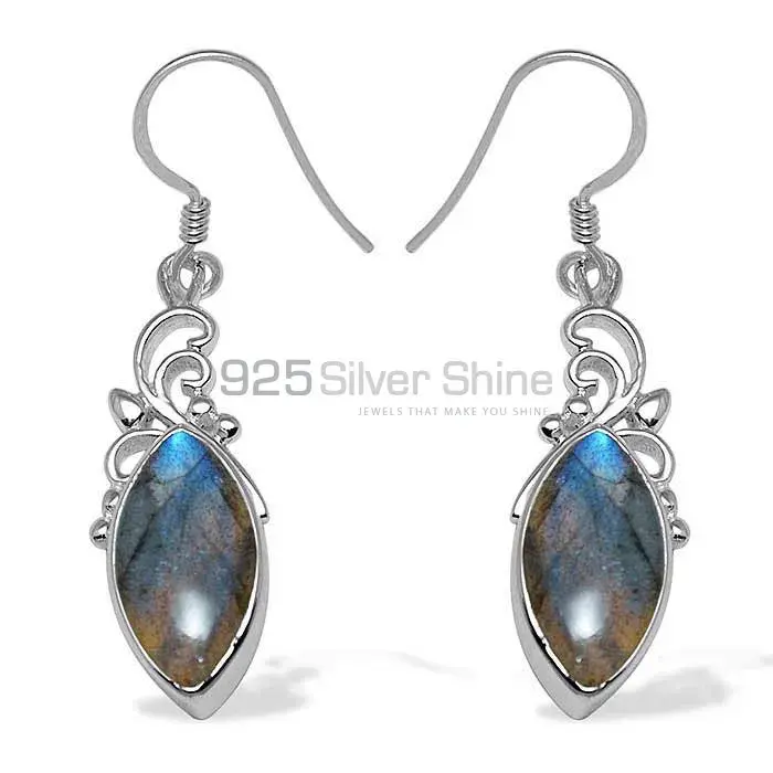Solid 925 Silver Earrings In Genuine Labradorite Gemstone 925SE1015_0
