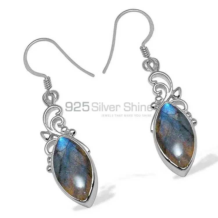 Solid 925 Silver Earrings In Genuine Labradorite Gemstone 925SE1015_0