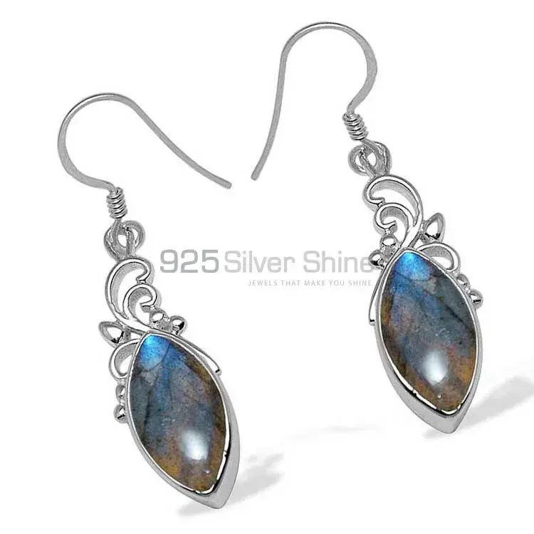 Solid 925 Silver Earrings In Genuine Labradorite Gemstone 925SE1015_1