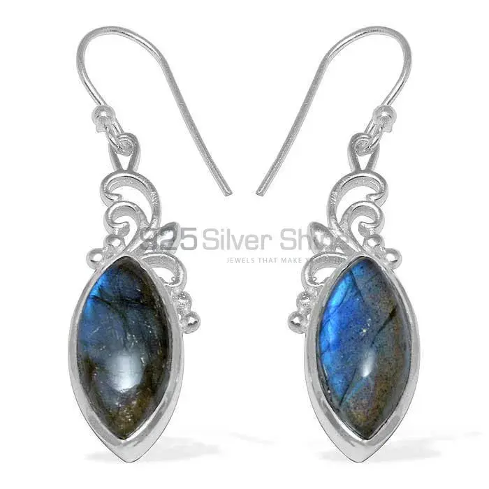 Solid 925 Silver Earrings In Genuine Labradorite Gemstone 925SE857_1