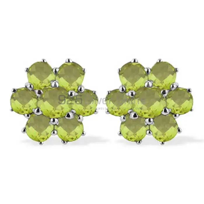 Solid 925 Silver Earrings In Genuine Peridot Gemstone 925SE936