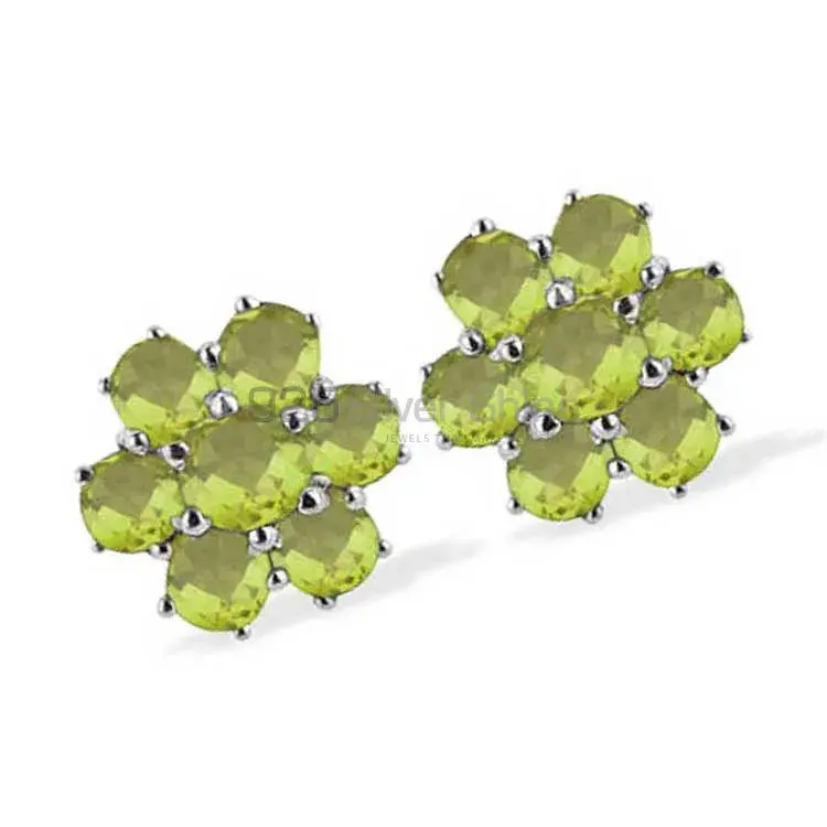 Solid 925 Silver Earrings In Genuine Peridot Gemstone 925SE936_0