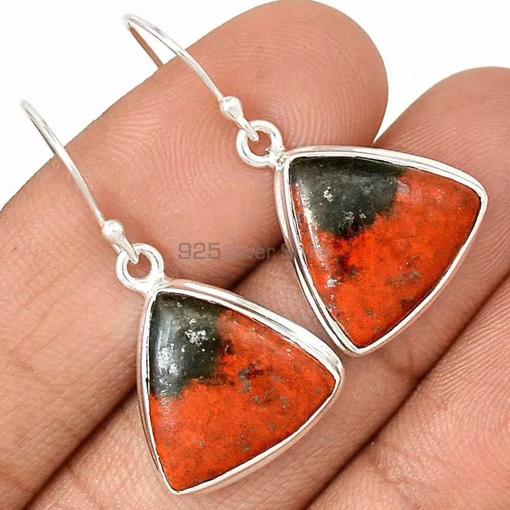 Solid 925 Silver Earrings In Genuine Sonora Sunset Gemstone 925SE2811_3