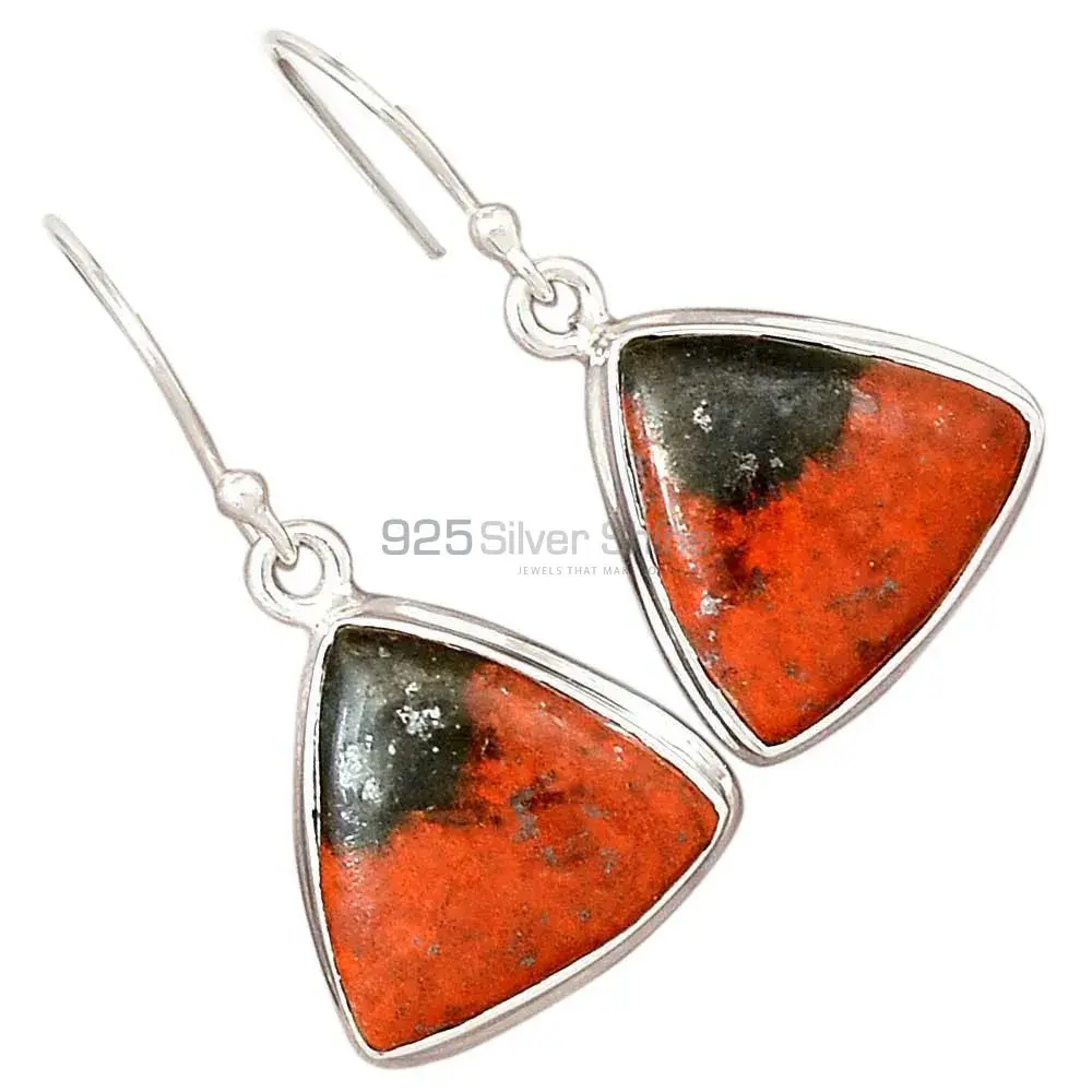 Solid 925 Silver Earrings In Genuine Sonora Sunset Gemstone 925SE2811_4