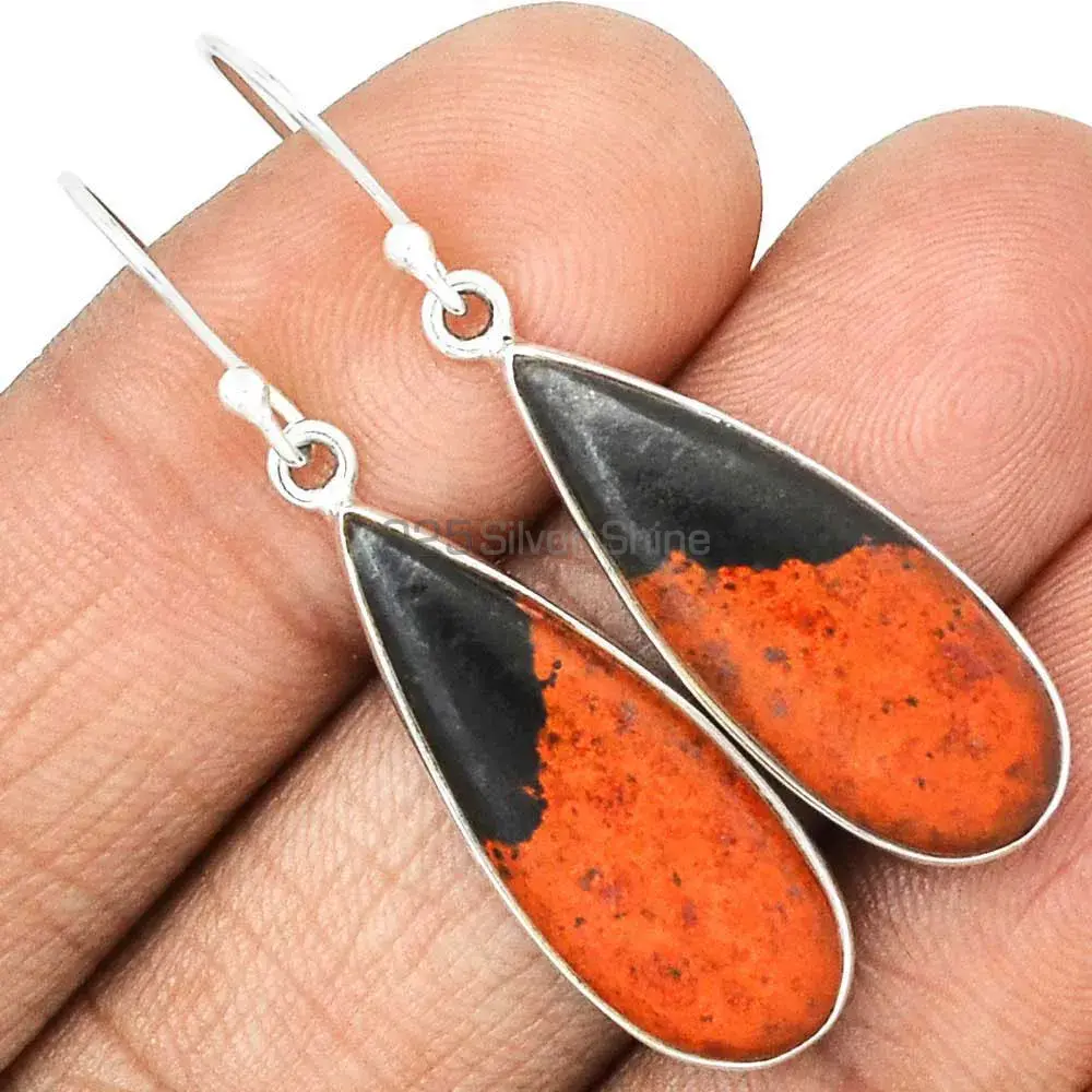Solid 925 Silver Earrings In Genuine Sonora Sunset Gemstone 925SE2811_8