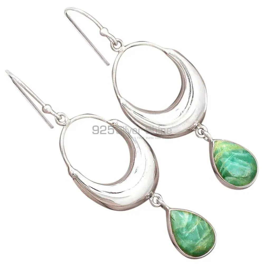 Solid 925 Silver Earrings In Natural Amazonite Gemstone 925SE2017