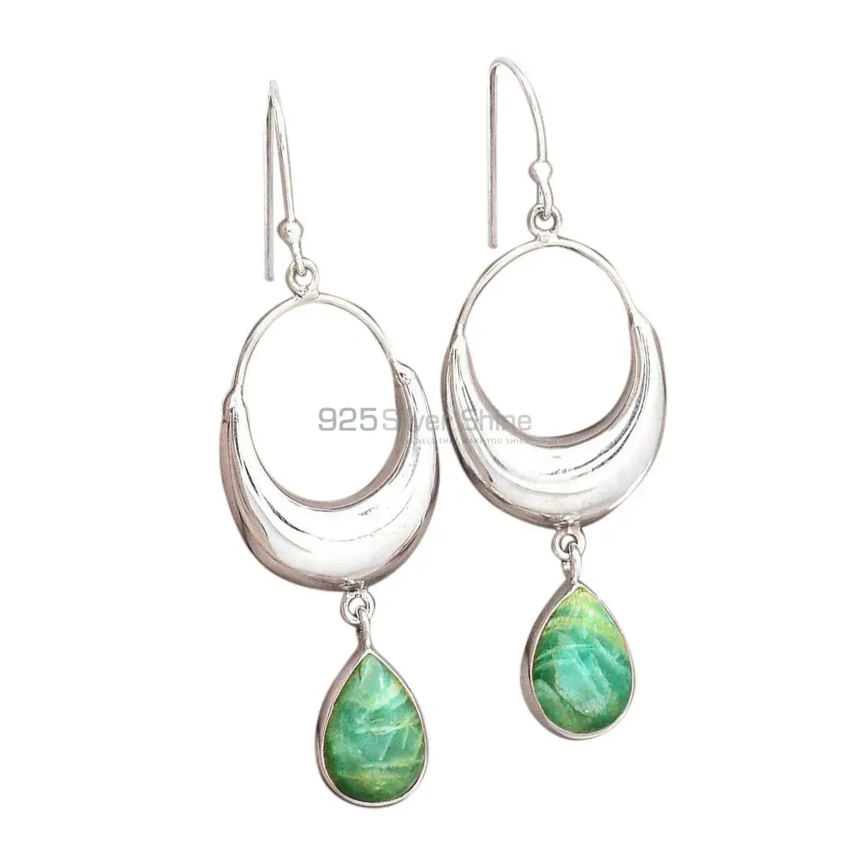 Solid 925 Silver Earrings In Natural Amazonite Gemstone 925SE2017_0