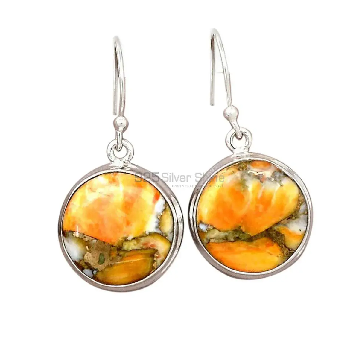 Solid 925 Silver Earrings In Natural Bumble Bee Gemstone 925SE2570_1