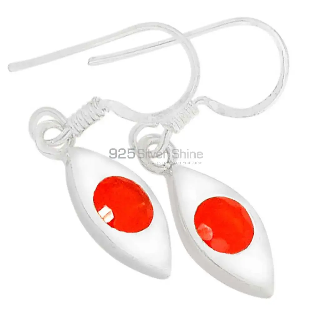 Solid 925 Silver Earrings In Natural Carnelian Gemstone 925SE460