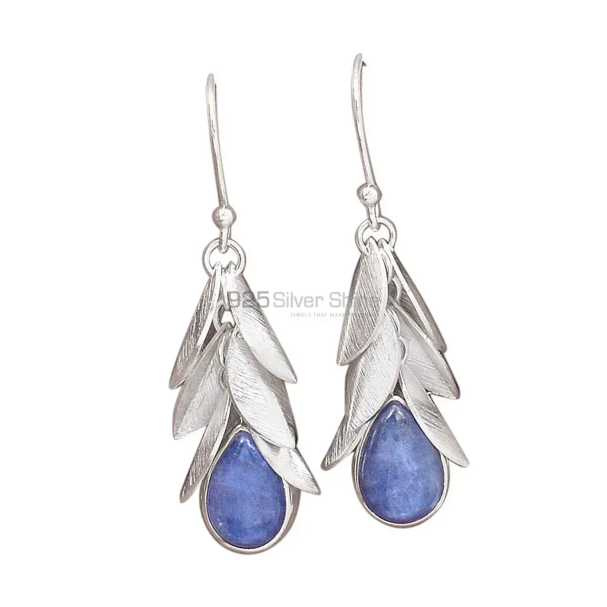 Solid 925 Silver Earrings In Natural Kyanite Gemstone 925SE3046