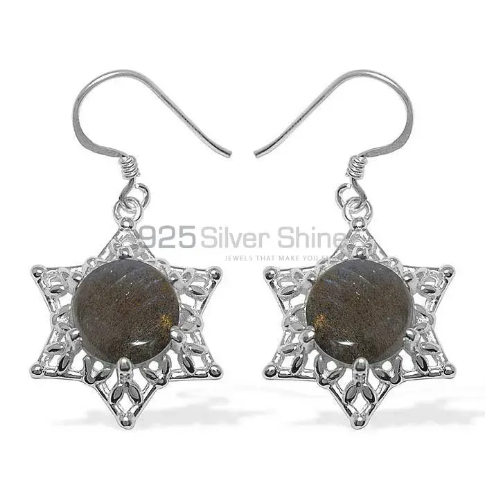 Solid 925 Silver Earrings In Natural Labradorite Gemstone 925SE1092_0