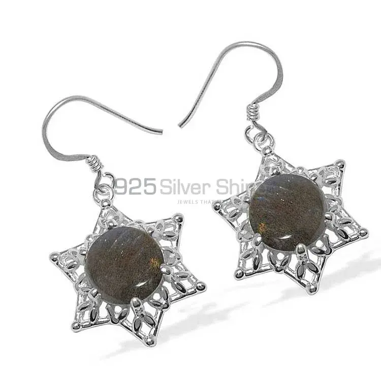 Solid 925 Silver Earrings In Natural Labradorite Gemstone 925SE1092_0